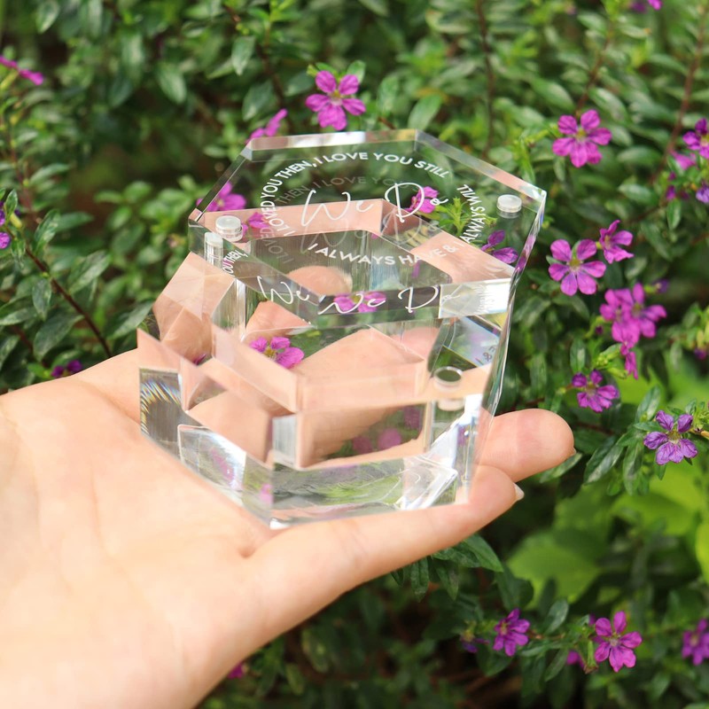 EIFLR Engraved Wedding Ring Boxes for Ceremony Acrylic Ring Bearer