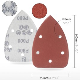 YoiYee 10 x Mouse Detail Sander Sanding Sheets 140x90mm 800 Grit Premium Velcro Backing 5 Holes for Efficient Dust Extraction