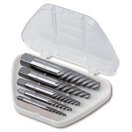 Beta 1430/S5 Schraubenausdrehersatz aus legiertem Stahl im Kasten (5-teiliges Werkstatt-Zubehör zum einfachen Entfernen von gebrochenen Schrauben und Bolzen), Weiß/ Silber