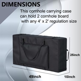 APOLAI 7 Cornhole Carrying Case Fits 4' x 2' Regulation Size Board,With Bean Bag Storage,600DHeavy-Duty Waterproof Cornhole Boards Bag (Black)