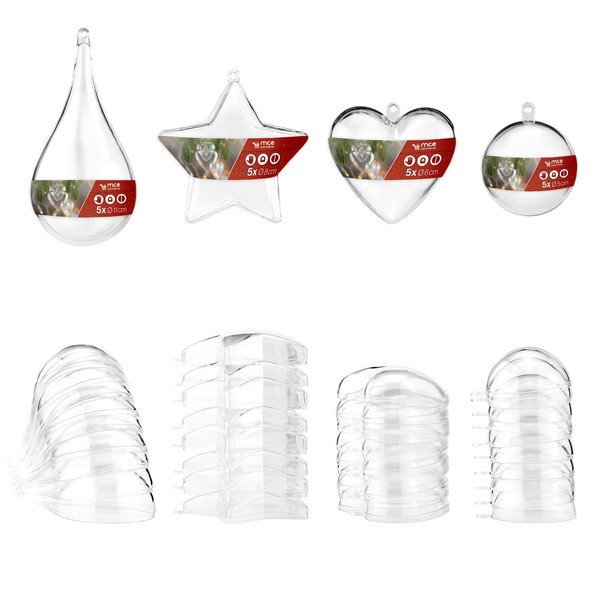MCE-Commerce A6699420 Acrylic Shapes Set Crystal Clear with Eyelet for