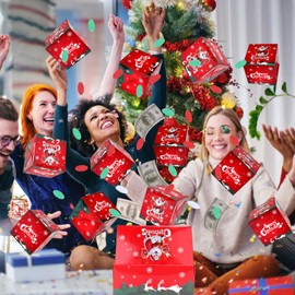 BABORUI Christmas Surprise Gift Box Explosion for Money, Christmas Explosion Gift Box with Confetti, Seeroze Surprise Money Box for Cash Gift Christmas (Red Snowflake)