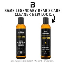 Live Bearded Beard Wash, 8 fl oz - Water-Based Face Cleanser with All-Natural Ingredients for a Gentle, Deep Clean - Made in the USA | Tombstone Scent - Sweet Tobacco, Cedar