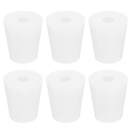 MECCANIXITY Silicone Rubber Tapered Plug 19mm to 25mm Solid Test Tubes Bungs Stopper with Hole White for Lab 6 Pieces