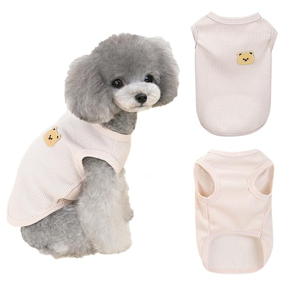 FFWTPY Dog Clothes Breathable Shirt Cute Bear Pattern Soft Vest