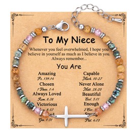 TONY & SANDY Niece Gifts from Auntie, Christian Cross Bracelet for Women Girls Jewelry, Birthday Christmas Stocking Stuffers for Teens Girls Teenage Kids Adults Niece Bracelet from Aunt