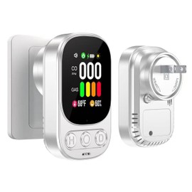 4-in-1 Carbon Monoxide Detectors Plug in & Combination Gas, Portable Carbon Monoxide Detector & Carbon Monoxide Alarm with Temperature & Humidity for Home/Travel(White)