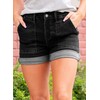 AGUCEG Women's Summer Classic Fold Hem Denim Shorts, black, M