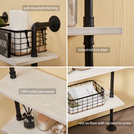 Anynice Ladder Pipe Shelves, Wall Mounted Industrial Shelves for Living Room Storage (White, 5 Tier - 10" D x 36" W x 70" H)