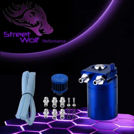 StreetWolf Performance Oil Catch Can Reservoir Baffled Tank Breather Universal Blue Fits Dodge