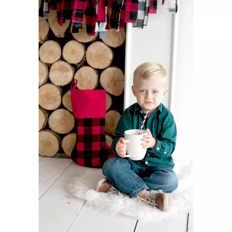 Viv&Lou Viv & Lou Red Buffalo Check Christmas Stocking 100%
