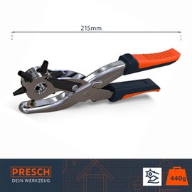 Presch Revolving Punch Plier - Leather Punch - Heavy Duty Hole Punch Tool for Leather and Belts - Belt Hole Puncher