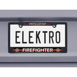 Firefighter Black Plastic License Plate Frame