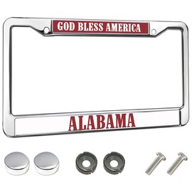 Religious US Tag GOD Bless America Alabama Christian License Plate Cover Durable Metal Frame Tags 2 Holes with Screws
