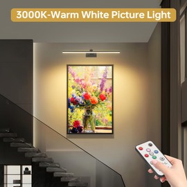 YQNLIFA 23.6 Inch Picture Light for Wall, 2 Pack 6400mAh Rechargeable Battery Operated Picture Lights, Remote Gallery Light for Wall Pictures, Paintings, Artwork, Poster, Dartboards, NO Wire