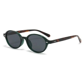 Retro Small Oval Sunglasses - Lenses Color: Leopard Tea, Frame Color: as picture