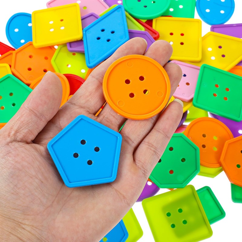200 Pcs Big Bright Buttons for Kids 8 Colors and