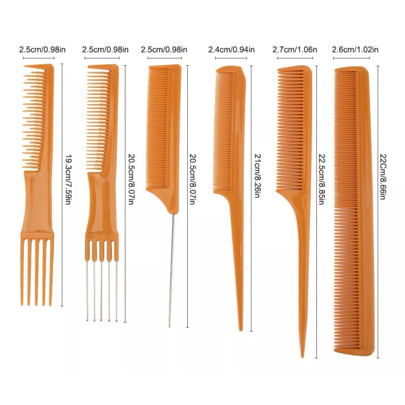 Gold Magic 10 Pzs Juego De Peines Barberia/peluquería/salón De Belleza