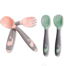 WKRTDY Set of 4 Baby Spoons - BPA-Free, Soft and Easy to Hold, Self-Flexible Learning Spoons, with Flexible Function, Perfect for Feeding Training from 6 Months and Above