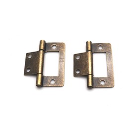FarBoat 20Pcs Antique Flush Hinges Bifold Non-Mortise Iron Hardware for Woodboxes Wood Chest Suitcase Show Cases (1.5x0.8in Bronze)