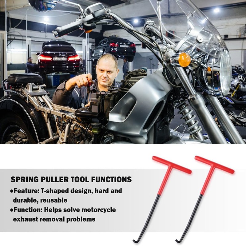 LEEQBCR 2 Pieces T-Hook Spring Puller, Exhaust Spring Hook, Motorcycle
