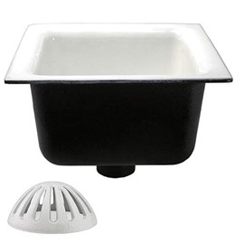GSW Floor Sink with Dome Strainer, Cast Iron Body & Ceramic Surface 12”W x 12”L x 6”H - Perfect for Restaurant, Bar, Buffet (2” Drain)