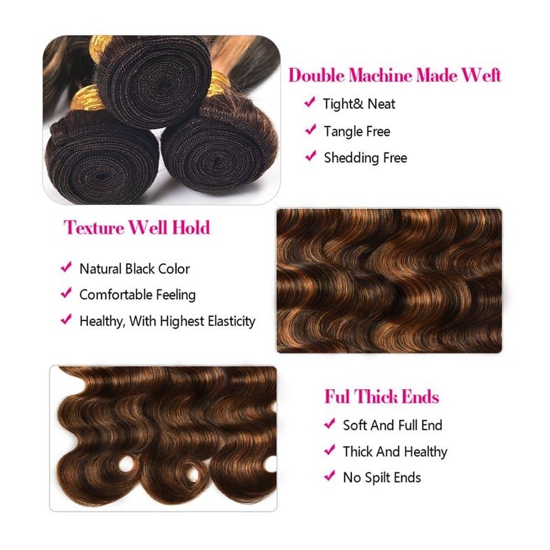 30 32 34 inch Vinmdonm Highlight P1B30 Human Hair Bundles