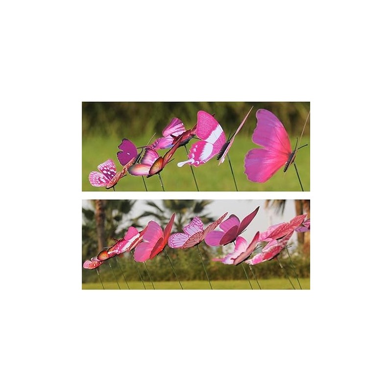 12 Garden Flying Butterfly Stake, Purple Decorative Garden Stakes