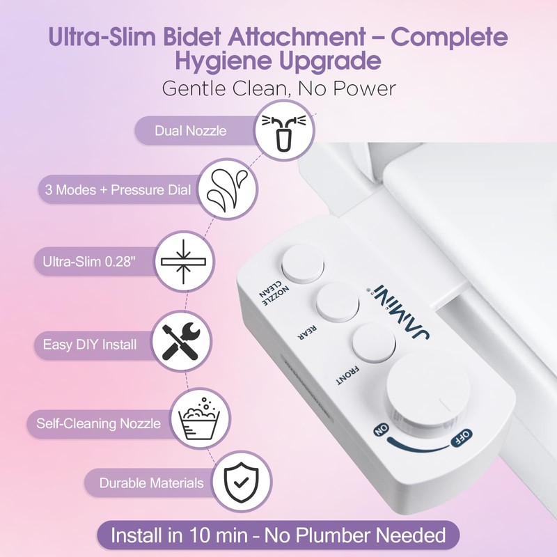 Jamini Ultra-Slim Detachable Bidet Attachment for Toilet – Non-Electric Cold
