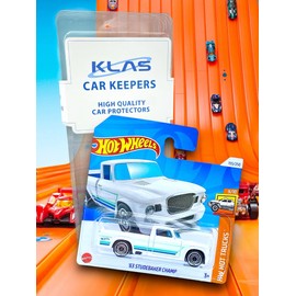 Hot Wheels '63 Studebaker Champ (White & Blue) 9/10 HW Hot Trucks - 2024-155/250 (Short Card) - includes a KLAS Car Keeper Protector Case - HTD76