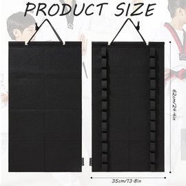 WanderGo 12 Belts Karate Belt Display Rack, Wall Hanging Martial Arts Belt Holder, Black Karate Taekwondo Belt Organizer for Kids Adults Martial Arts Learners(No Belts)