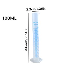 Tabanzhe 100ml Measuring Graduated Cylinder-Transparent Blue Line Science Lab Test Plastic Tube Heavy Wall Liquid Measuring Tools for Chemical