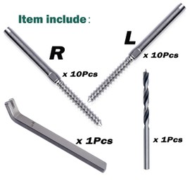 Deck Man 10 Pairs Left&Right Handed Thread Lag Screws for 1/8" Decking Cable Railing Kit/Hardware, Non-Turnbuckle System, Silver