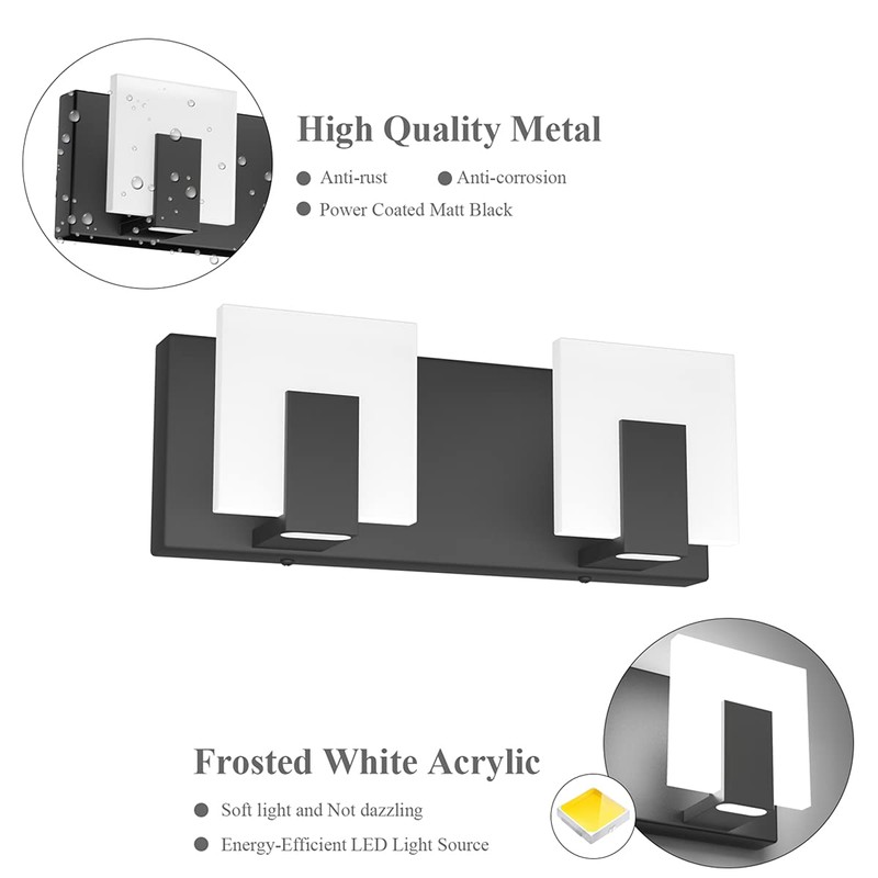 Aipsun 2 Lights Modern Black Vanity Light Up and Down