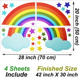 Maydahui Large Rainbow Wall Decal Cloud Colorful Stars Wall Stickers (30 x 42 Inch) Vinyl Removable Peel and Stick Art Mural Decor for Baby Kids Bedroom Nursery Classroom Living Room