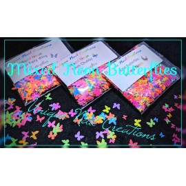 Unique Nail Creations NEON BUTTERFLY GlitterU Choose Color~Nail Art•Acrylic•Ge - 5MM Mixed Neon/Black&White Chubby
