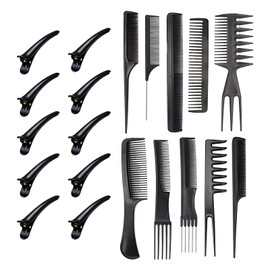 Haarkämme-Set, 20-teilig, Haarstylingkamm, professionelle Stylingkamm-Pflege-Clip-Set, antistatisches Friseur-Haarfärbezubehör, für Männer und Frauen, Salon, Zuhause, Schwarz