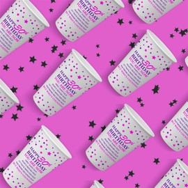 Bang Tidy Clothing 30th Birthday Paper Cups Pack of 24-12 Oz - Disposable Party Tableware - 300ml - 8 cm x 12 cm - Counting - Pink