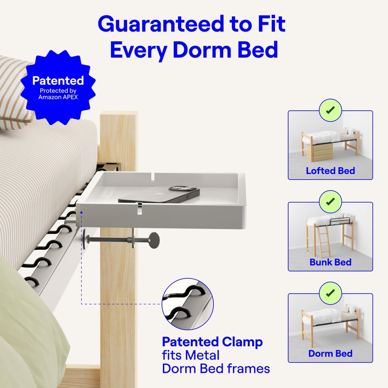 BedShelfie Bedside Shelf for Bunk Bed & Top Bunk, College