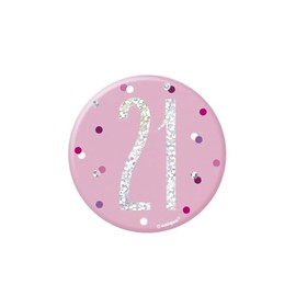 21st Birthday Pink Badge Age 21 Light Pink Party Pin Button Decor UP