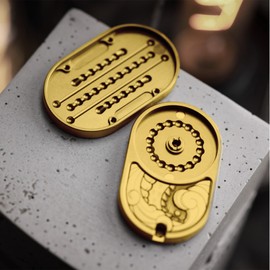 WaJexy Fidget Toys Adults, Premium Alloy Mechanical Fidget Toy, Dragon Ding Ding Fidget Slider, Help Relieve Stress,Compact Portable Sensory Fidget Tool,Gifts for Adults and Teens (Gold)