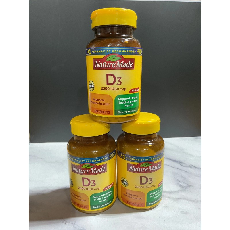 3 PACK Nature Made Vitamin D3 - 2000 IU (50mcg)