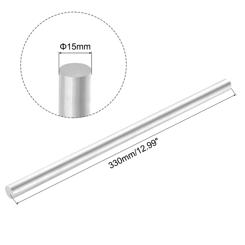 sourcing map Aluminum Solid Round Rod Lathe Bar 15mm x
