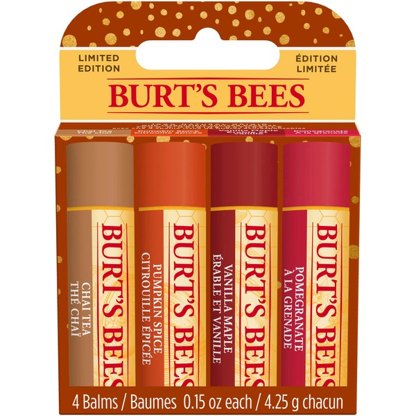 Burt’s Bees Lip Balm Gift Set, Chai Tea, Pumpkin Spice,