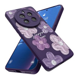 Duccinp Funda para Realme 12 4G y Realme 12+ 5G, Ultrafina Flexible Suave TPU Silicona Púrpura Carcasa con Flores Dibujos, Antigolpes Anti-arañazos Protectora Case para Realme 12 y Realme 12+