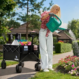 Folding Wagon Cart with Wheels Foldable - Collapsible Wagons Carts Heavy Duty, Fold Up Portable Utility Wagon for Grocery Beach Sports Fishing Camping Shopping, Carrito para Cargar Cosas Con Ruedas