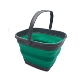 SAMMART 10L (2.6 Gallon) Collapsible Rectangular Handy Basket/Bucket (Dark Grey/Bluish-Green, 1)