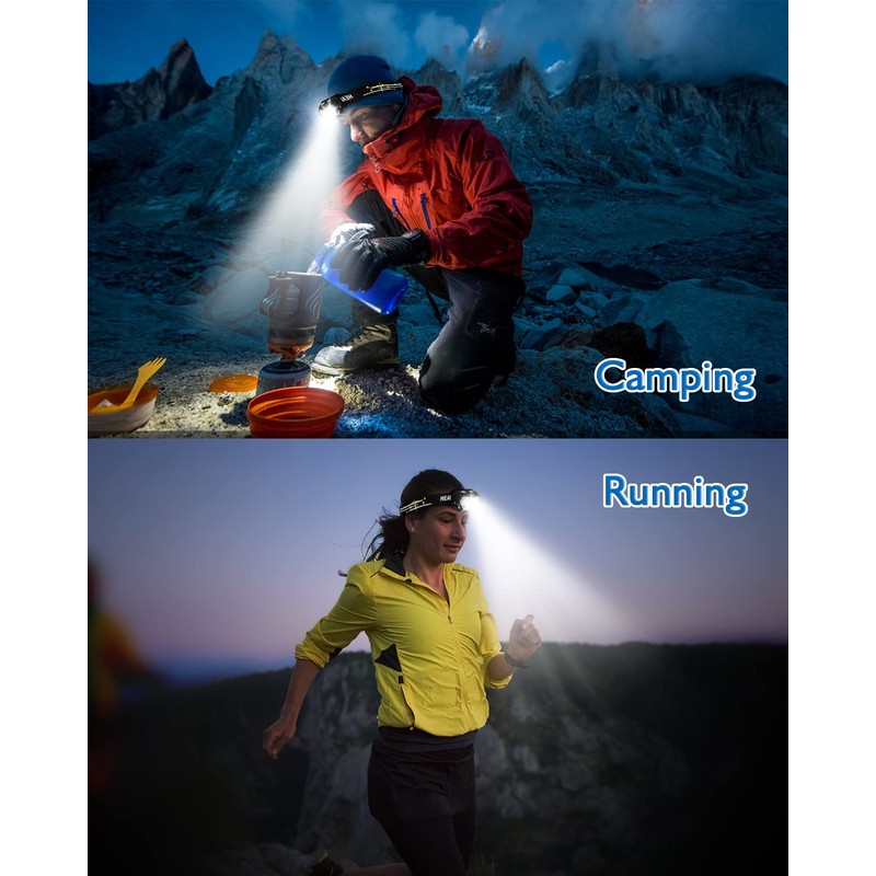 Eirnvop 2000LM Ultra Bright 9 LED Headlamp, 2 Pack USB