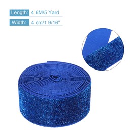 sourcing map Metallic Glitter Velvet Ribbon 1 1/2" x 5 Yard Single Face Sparkle Ribbon Gift Wrapping with Gold Powder Dark Blue
