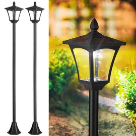 Seovix 2 Pack 70" Solar Post Lights, 4500K LED Solar Lamp Post Lights Outdoor Waterproof IP65, Solar Pole Light for Garden, Lawn, Pathway, Driveway, 2-842-108